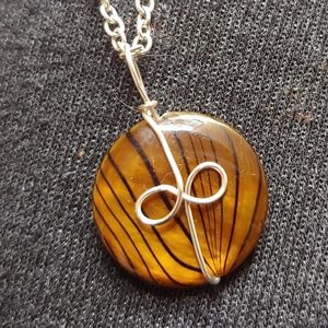 Tiger's Eye Silver Wire-Wrapped Handmade Necklace